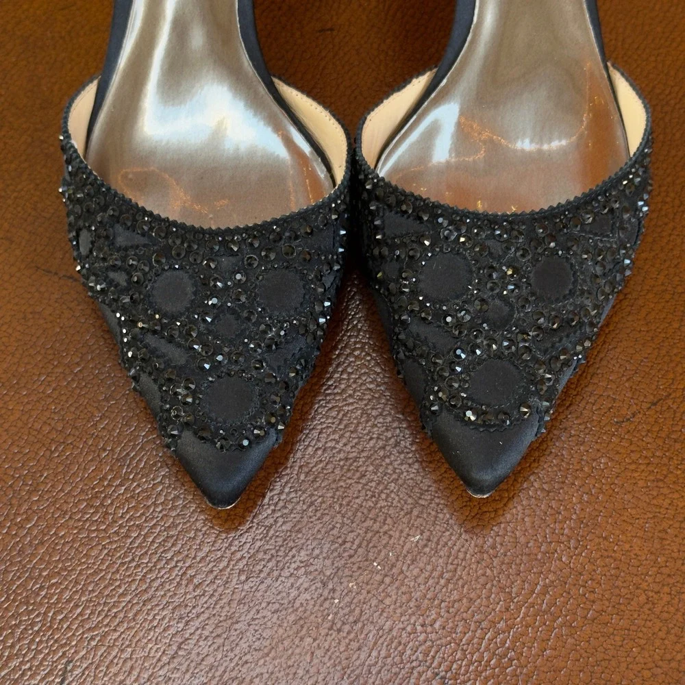 Bagley Mischka Ginny Black Embellished Pointed Toe Dress Pumps Evening Shoes 8‎